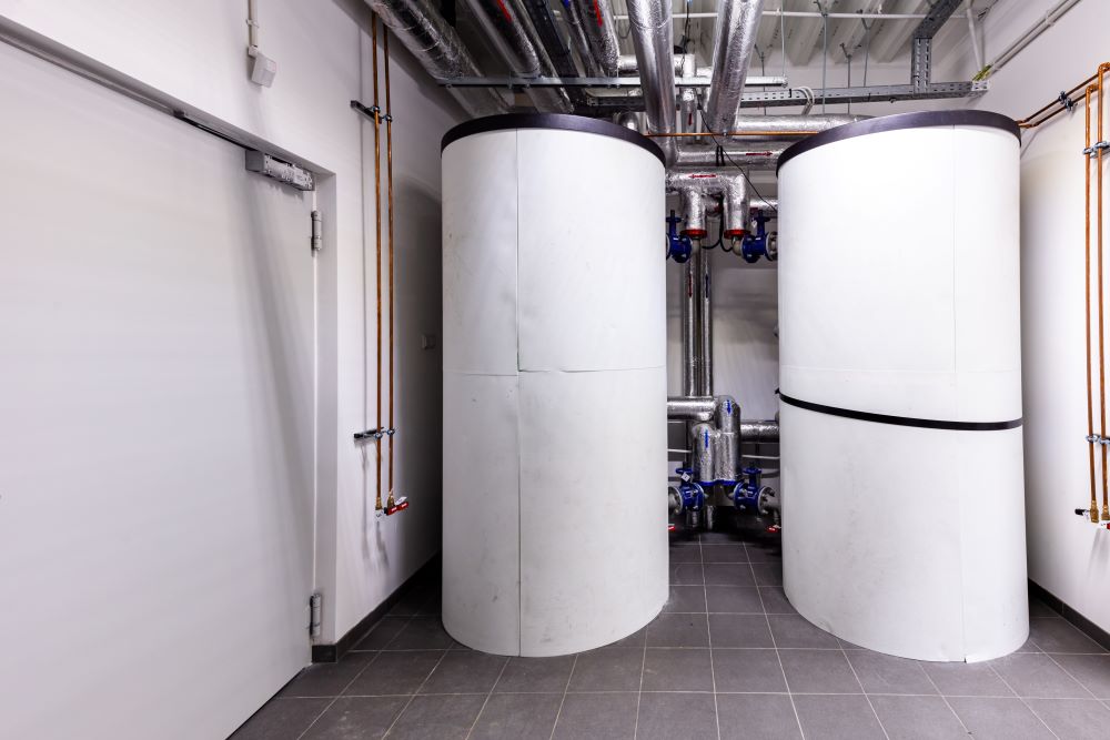 Tank Water Heaters in modern commercial building