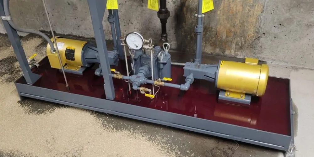 Standby generator with visible fuel leak